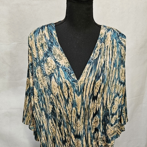 T-bags Los Angeles Asymmetrical Abstract Design Bat Wing Dress Size S - Picture 2 of 9